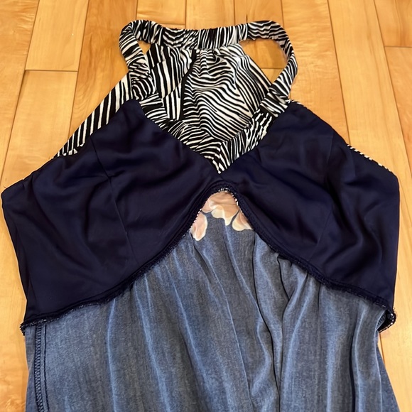 CLEO Maxi dress multicolour navy, pink and white festival/wedding/casual - Picture 11 of 13